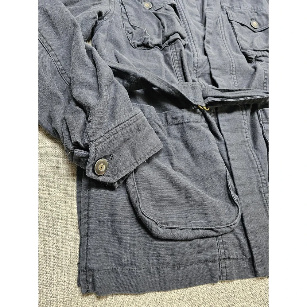 Free People Jacket Womens Small Black Belted Utility Safari Pockets Open Front